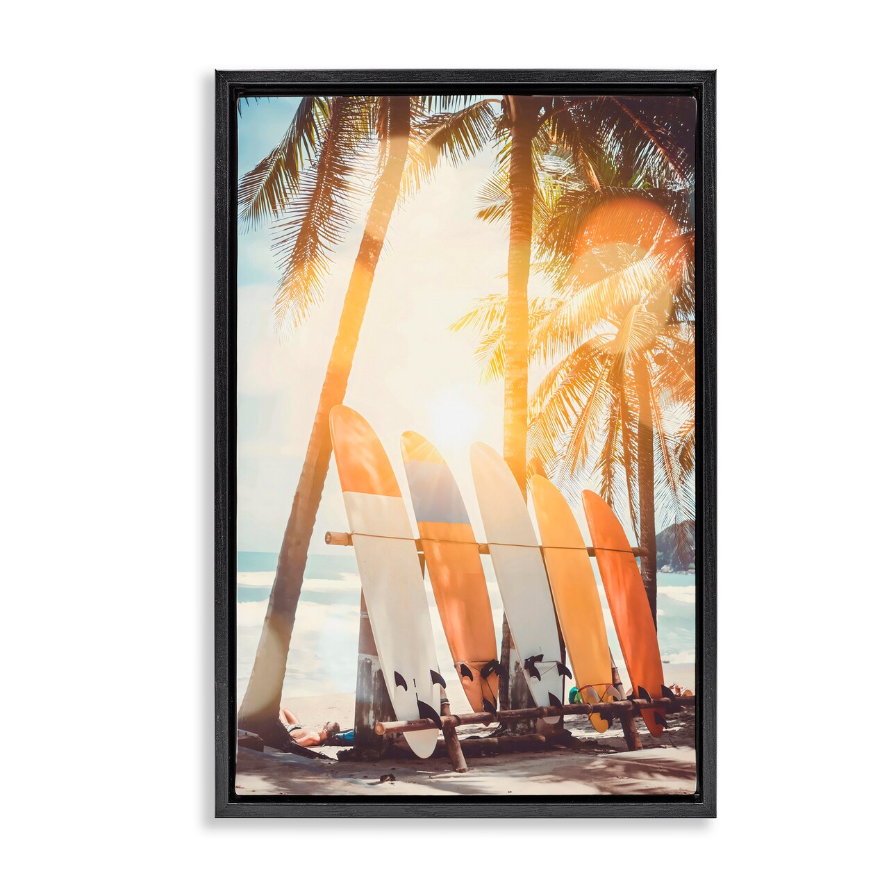 Stupell Industries Glowing Bokeh Sunshine Surf Black Framed Floater Canvas Wall Art, design by LSR Design Studio